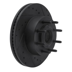 Ford F-350 Super Duty Brake Rotor (1) - Front Right - R1 Concepts - Drilled & Slotted - Black - `11-`25